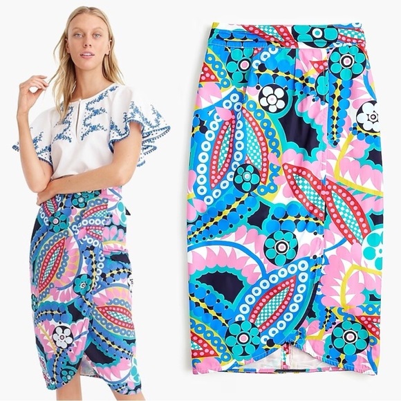J Crew • Tie-back Tulip Skirt in Ratti® kaleidoscope floral cotton midi slim - Picture 1 of 13